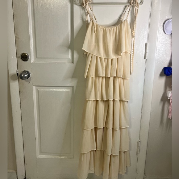 Ohm Boutique cream Tiered Dress |size Small - Picture 5 of 7